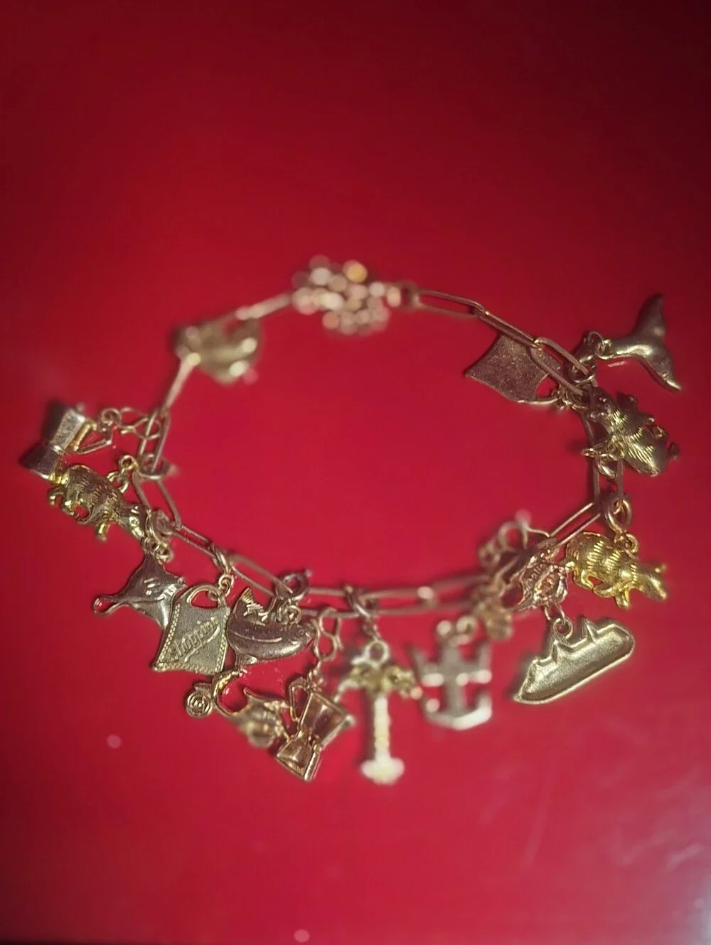 Gold Colored Travelers  Engaging Conversarion Starter Charm Bracelet